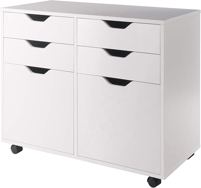 Winsome Halifax Storage Mobile Cabinets, 2 Doors, 4 Drawers, for Home Office, White
