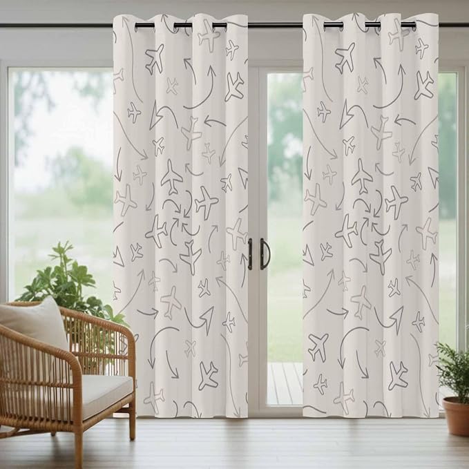 Abstract Airline Route Waterproof Outdoor Curtains