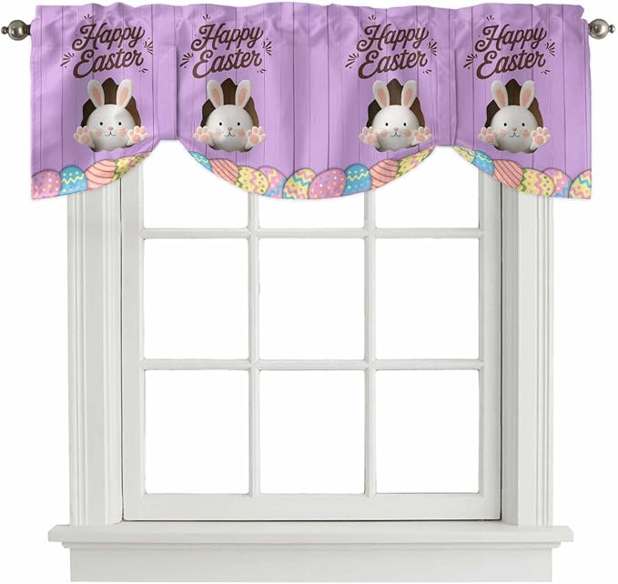 Purple Easter Tie Up Valance Curtains