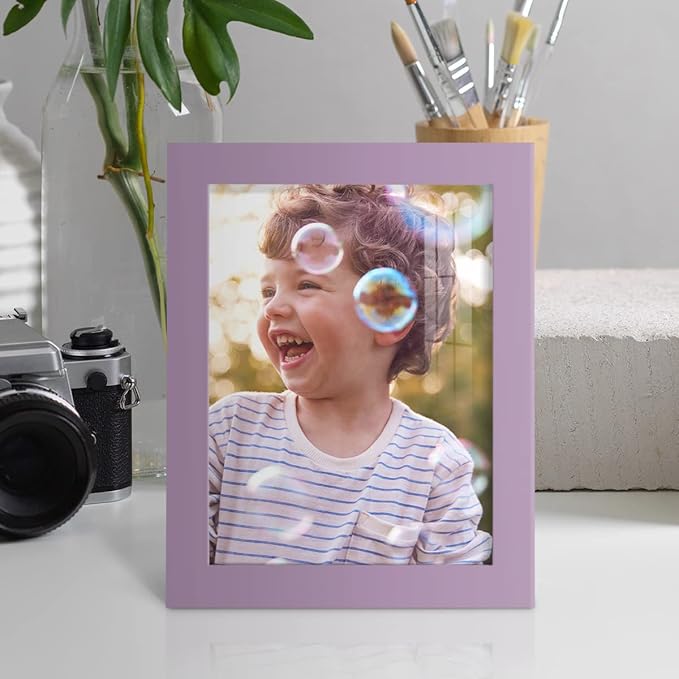 Renditions Gallery 6x8 inch Picture Frame High-end Modern Style, Made of Solid Wood and High Definition Glass Ready for Wall and Tabletop Photo Display, Violet Frame
