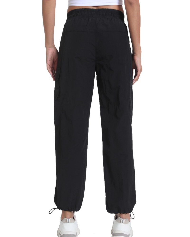 Womens Hiking Pants Water Resistant - Cargo Joggers for Women with Pockets Lightweight Quick Dry Travel Camping Pants(Cargo Dark Black, Medium)
