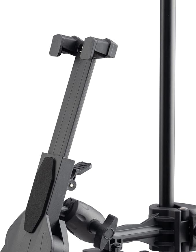 OnStage TCM1500 Tablet/Smartphone Holder (Setup for Tablets, Computers, E-Readers, Smartphones, and Phablets, Clamp Mount, Nonslip Padding, Adjustable Angle and Rotation, External Battery Holder)