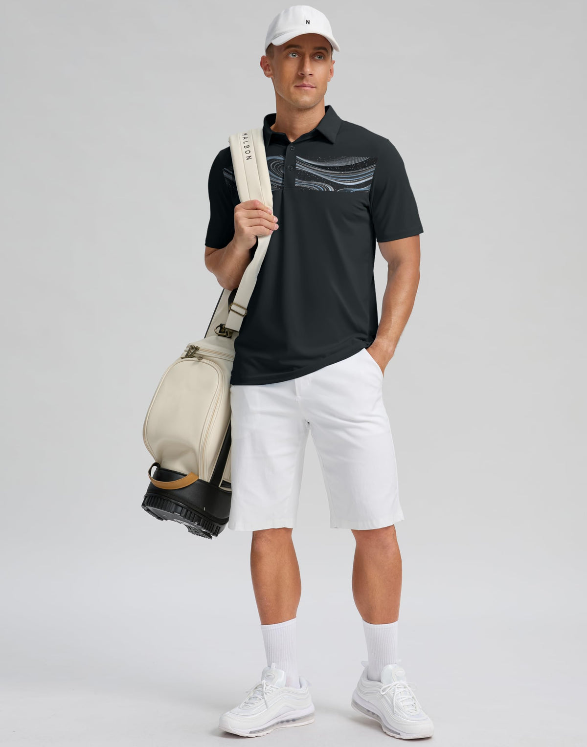 G Gradual Men's Golf Shirts Quick Dry Moisture Wicking Performance Short Sleeve Collared Polo Shirts for Casual Athletic Business (Black Galaxy, L)