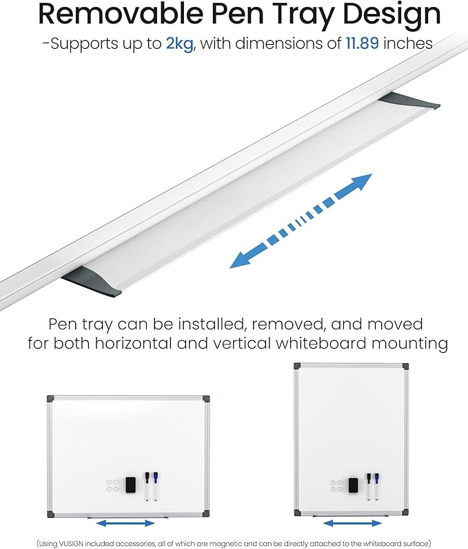 Magnetic White Board Hanging 36" x 48" for Office, Class, Home, Sliver Aluminum Frame, 1 Dry-Erase Eraser, 2 Multicolor Marker, 4 Magnetic Pins, Students, Teachers