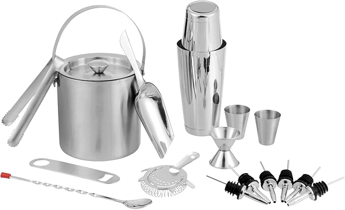 Vinod Stainless Steel Cocktail Set, 17-Piece Bar Accessories, for Parties