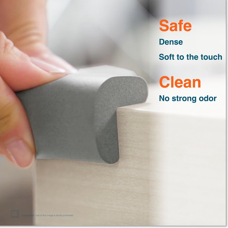 Roving Cove HeftyFit Corner Protector for Baby (16 Large Corners), Heavy-Duty Soft Rubber Foam Furniture Corner Bumper Guards, 3M Adhesive Pre-Taped, Stone Grey