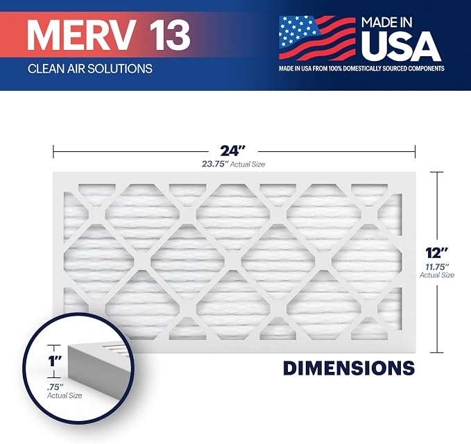 BNX TruFilter 12x24x1 Air Filter MERV 13