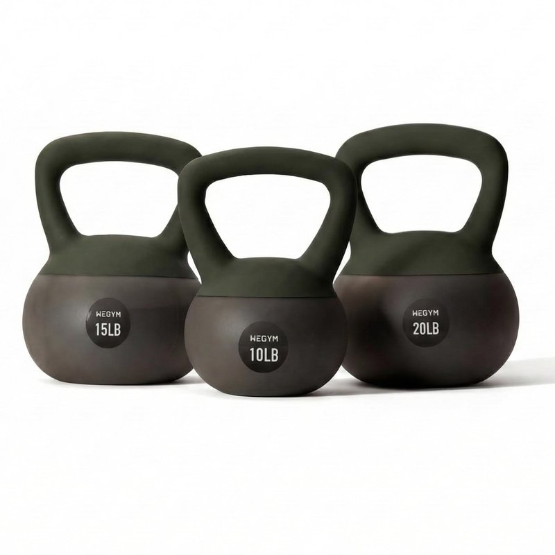WeGym Soft Kettlebell with Cushioned Impact Resistant Base, Anti Slip Wide Grip Handle for Home Workouts, Weightlifting, Full Body Training (10+15+20+25LB - 4 Pcs Mix)