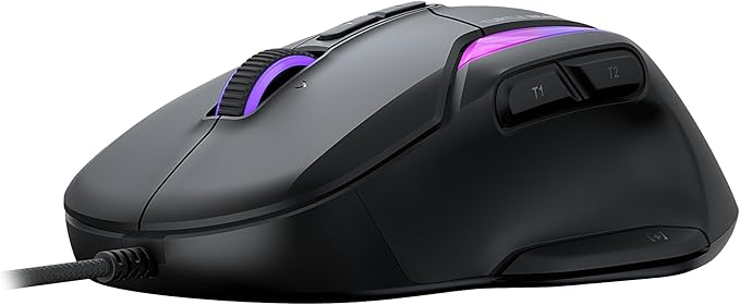 Turtle Beach Kone II Wired RGB Gaming Mouse, 26000 DPI Optical Sensor, 100M Click Life Optical Switches, 23 Customizable Inputs, Ergonomic Design, 4D Scroll Wheel, Pure PTFE Glides - Ash Black