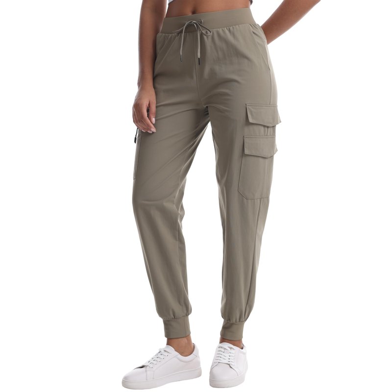 Women's Lightweight Cargo Joggers - Quick-Dry Hiking Pants with 5 Pockets for Workout Travel Casual Camping(Khaki M)
