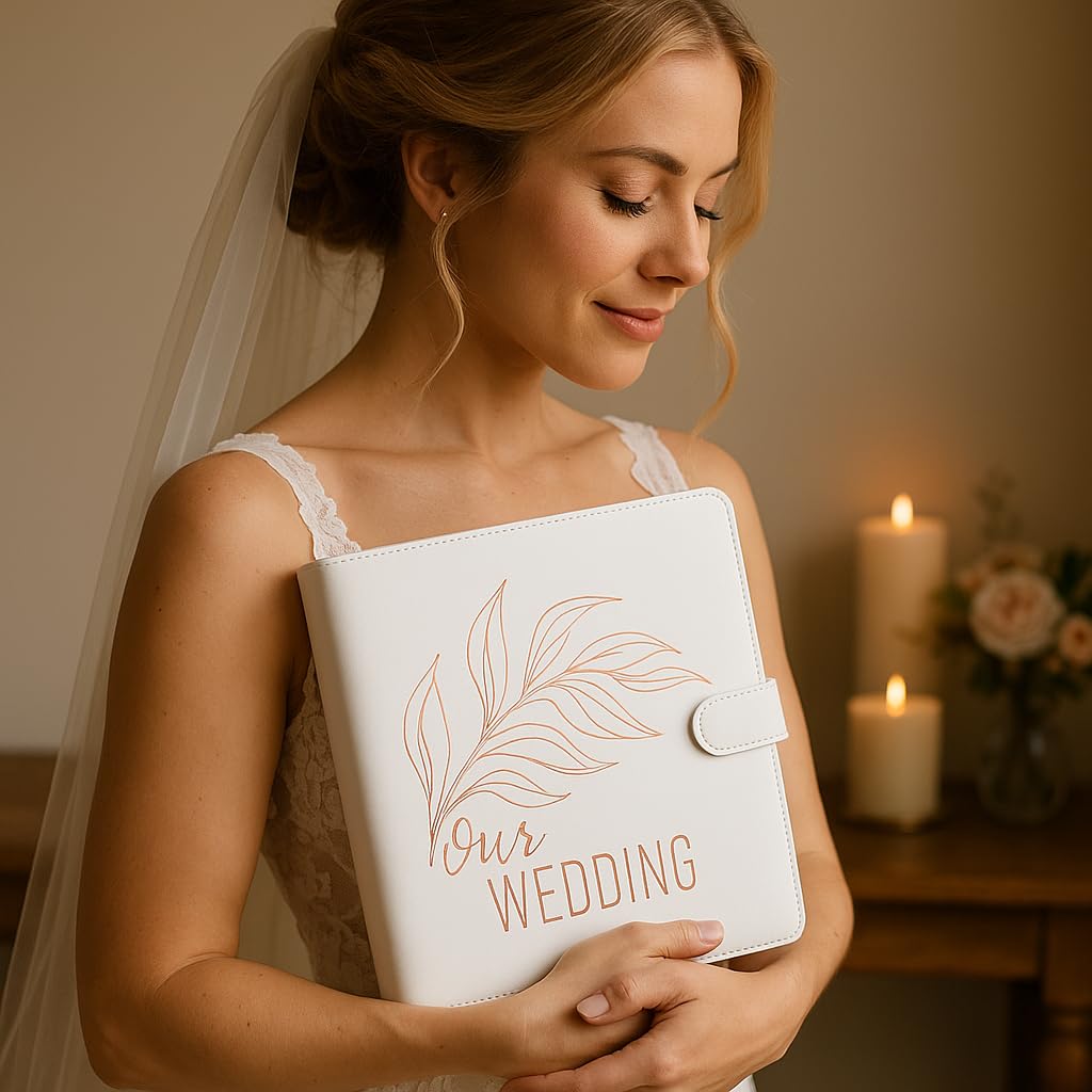 Wedding Planner Book and Organizer for Bride - Perfect Engagement Gift for Newly Engaged - Future Mrs Wedding Planning Binder with Rose Gold Accents, Tabs, Checklists - Bride to Be Gift