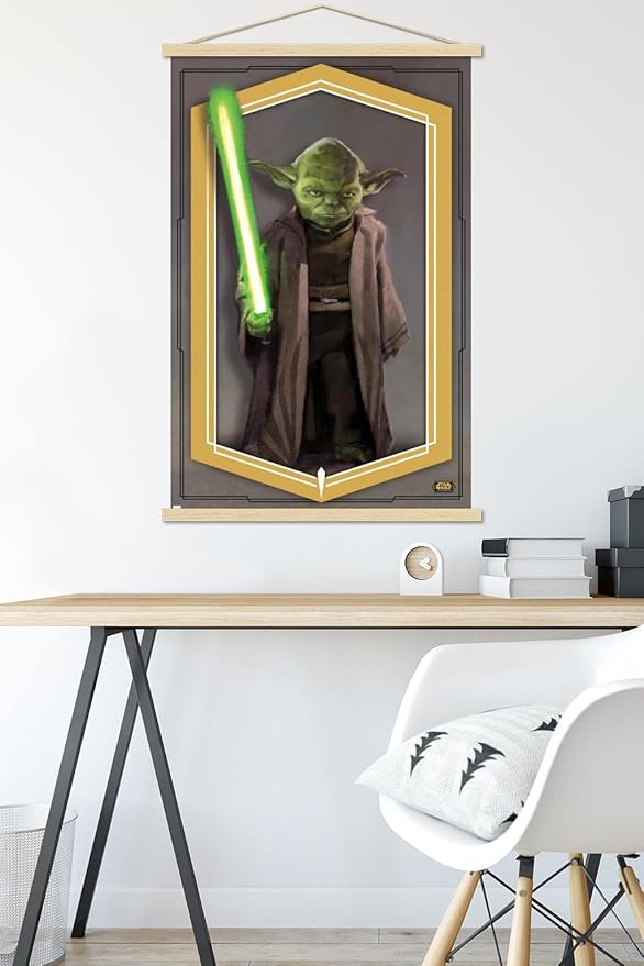 Trends International Star Wars: The High Republic - Yoda Wall Poster, 22.375" x 34", Premium Print and Beechwood Hanger Bundle