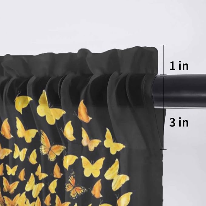 YOU ARE MY SUNSHINE Sheer Valance Curtains, Summer Sunflowers Golden Gradient