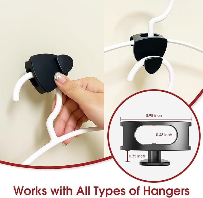 Space Saving Standard Hanger Hooks 50Pcs, Upgrade Heavy Duty Space Saver Hangers Connector Hooks for Clothes, Premium Hanging Closet Organizer for Dorm, Ganchos para Colgar Ropa, Black