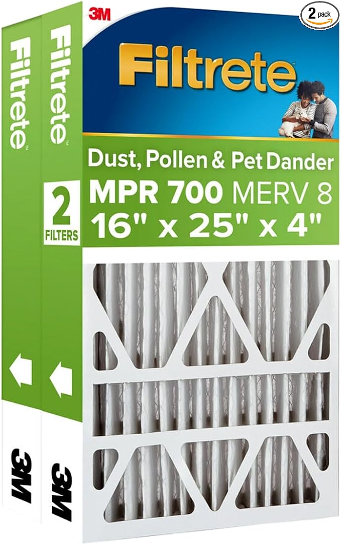 Filtrete 16x25x4 AC Furnace Air Filter, MPR 700, MERV 8, Fits Lennox &
