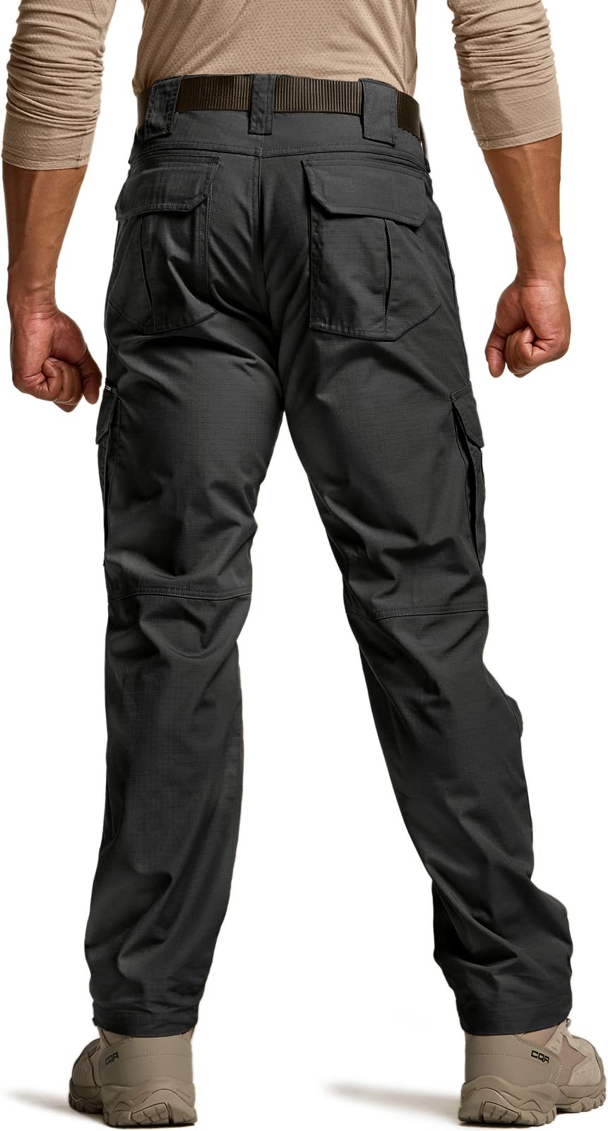 CQR Men's Tactical Pants, Water Resistant Ripstop Cargo Pants, Lightweight EDC Work Hiking Pants, Outdoor Apparel, Duratex Mag Pocket Black, 42W x 30L