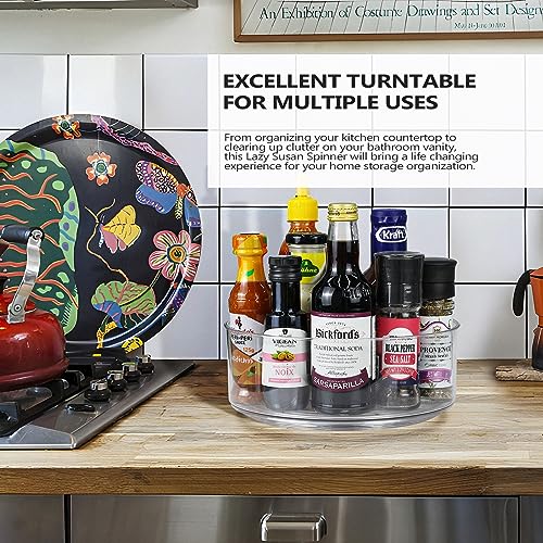Lazy Susan Organizer, 2pcs 360 Degree Rotating Turntable Organizer, Round Plastic Clear Lazy Susan Turntable Food Storage Container for Kitchen, Fridge Organizer - size: 2 Pack