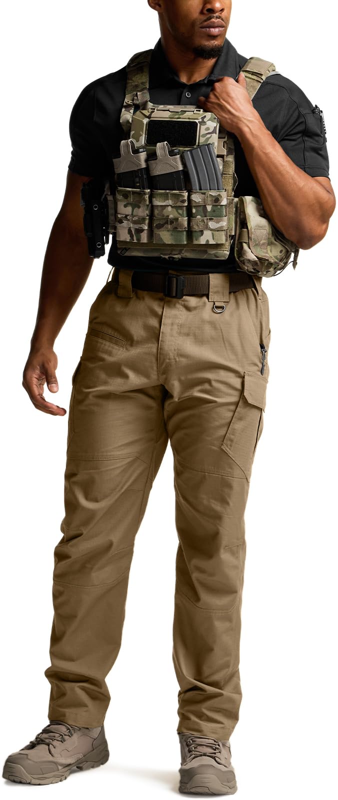 CQR Men's Tactical Pants, Water Resistant Ripstop Cargo Pants, Lightweight EDC Work Hiking Pants, Outdoor Apparel, Raider Mag Pocket Cougar, 36W x 30L