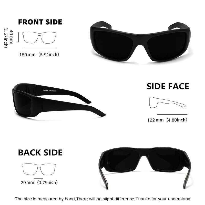 MAXJULI XL Z87 Sports Sunglasses for Big Heads Men Women TR90 Ultralight UV400 Protection Glasses 8700 (Black/Super Dark)