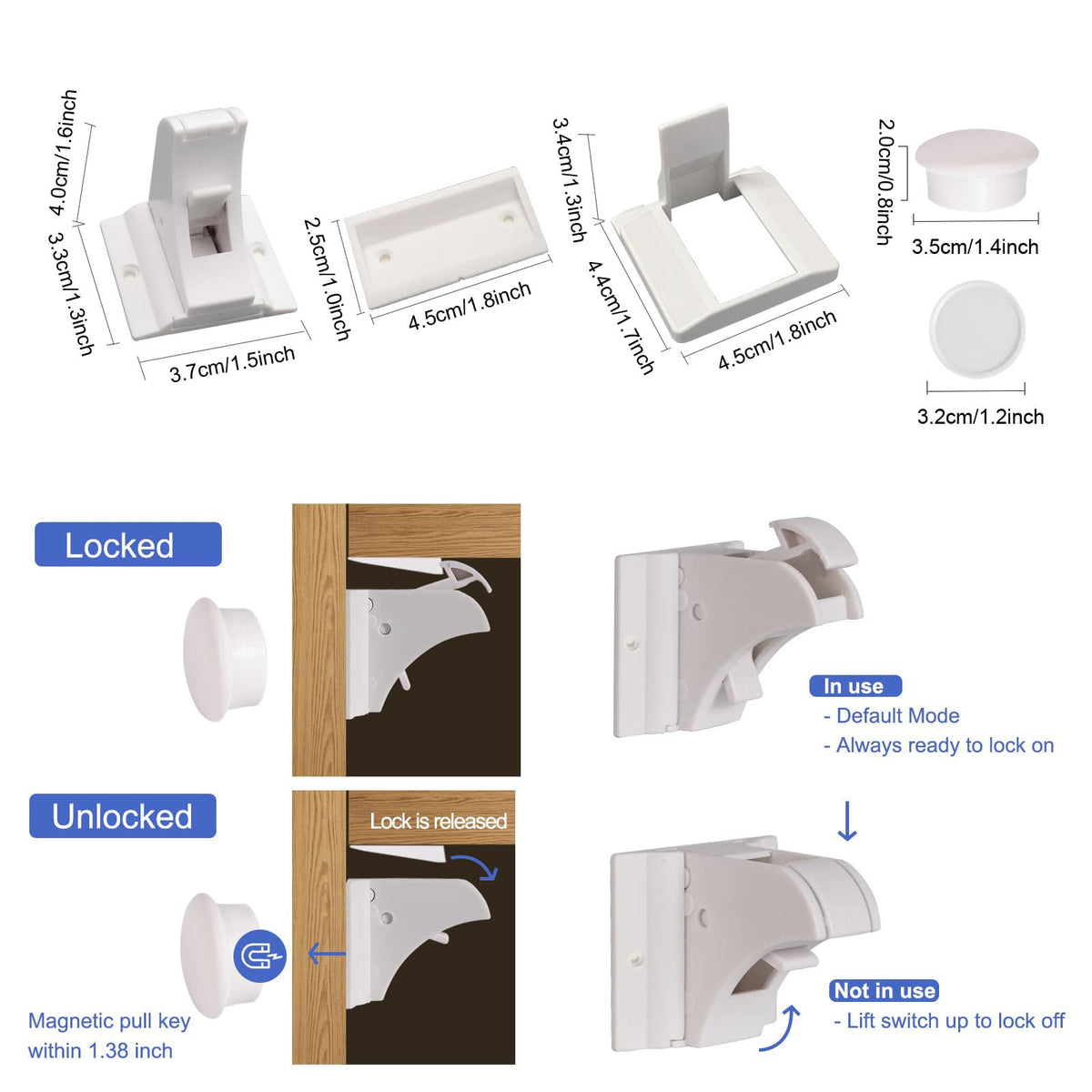 Magnetic Cabinet Locks Baby Proofing (General, Pack, 10)
