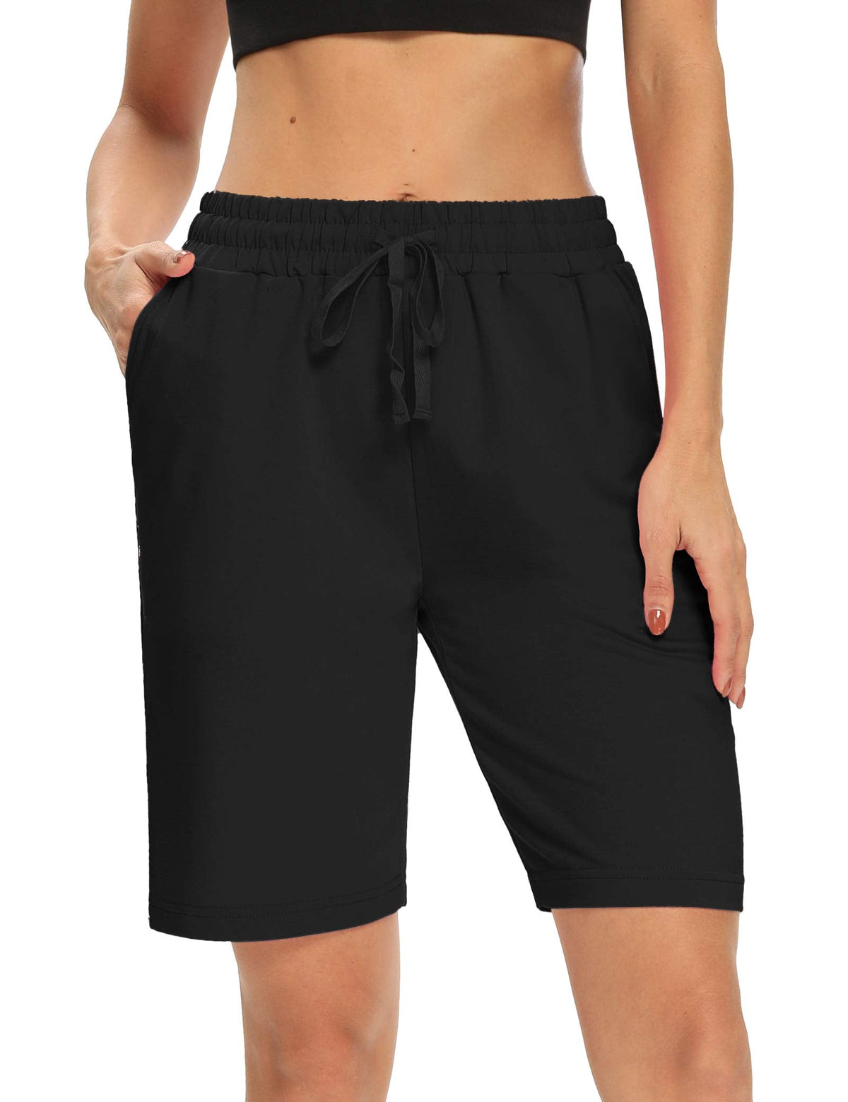 DIBAOLONG Womens Yoga Shorts Loose Drawstring Bermuda Shorts with Pockets