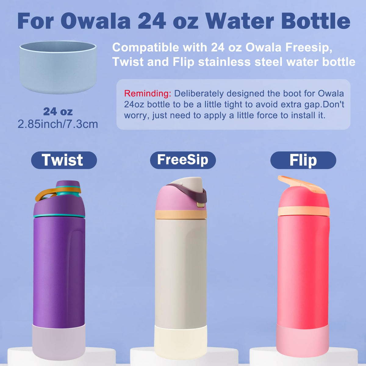 HEYSKAY 2PCS Silicone Boot for Owala Flask Water Bottle Anti-Slip Protective Sleeve for Owala Twist,FreeSip and Flip Stainless Steel Water Bottle BPA-Free Boot Bottom Base