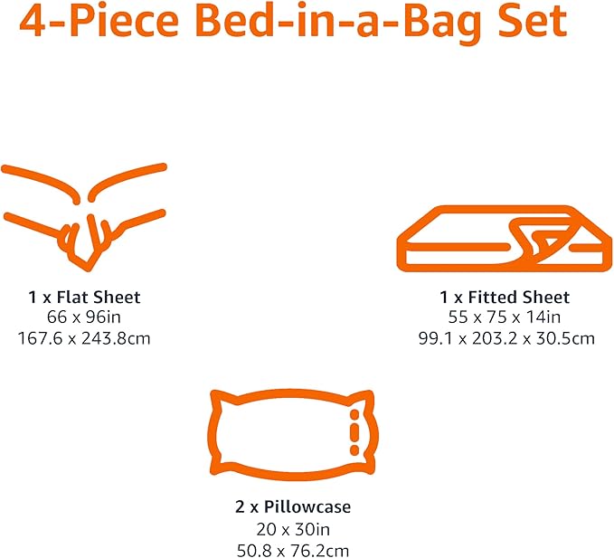 Amazon Basics Lightweight Microfiber 4-Piece Bed Sheet Set, Brick, Solid, Full