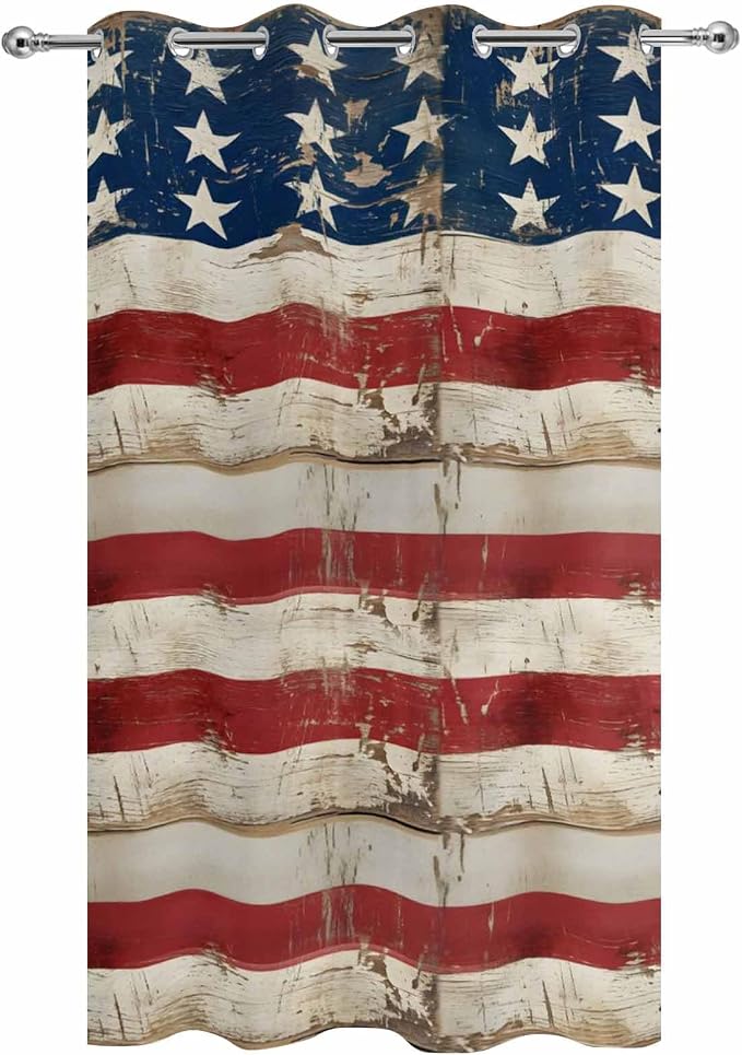 4th of July Outdoor Curtains for Patio USA Flag Independence Day Vintage