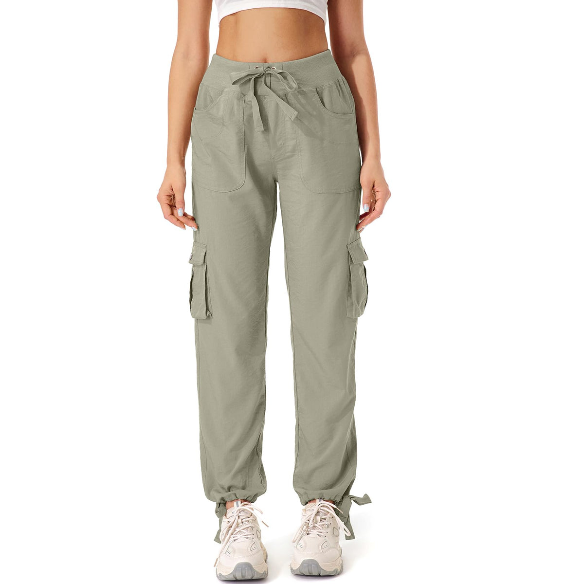 Toomett Cargo Pants Women Lightweight Quick Dry UPF 50 Travel Golf Safari Hiking Pants Joggers,6609,Light Green,XL