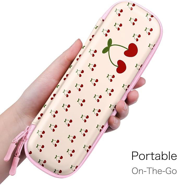 Fintie Holder Case for Apple Pencil Pro, Apple Pencil (USB-C / 1st / 2nd Generation), PU Leather Carrying Bag Sleeve Compatible with Pen, USB Cable, Samsung Stylus, Coquette Cherries