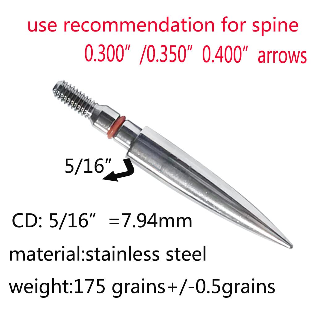 Field Points arrowheads 175 Grains Archery Field Points, 5/16" Stainless Steel Screw in Archery Field Tips and Broadheads (1 Dozen 12 PCS)