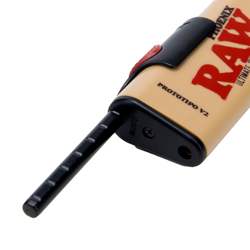 RAW Phoenix Classic Lighter - Refillable with Built-in Poker - Wind-Resistant - No Gas or Fuel Included + Exclusive for ESD Mini Black Rolling Tray Keychain - No Gas Included