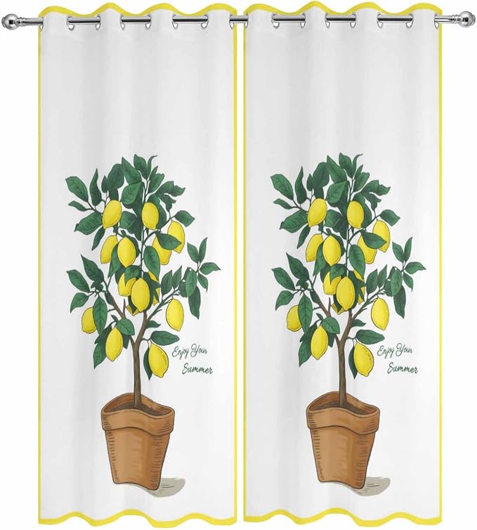 Lemons Outdoor Curtains for Patio Summer Fruit Lemon Tree Waterproof Outside