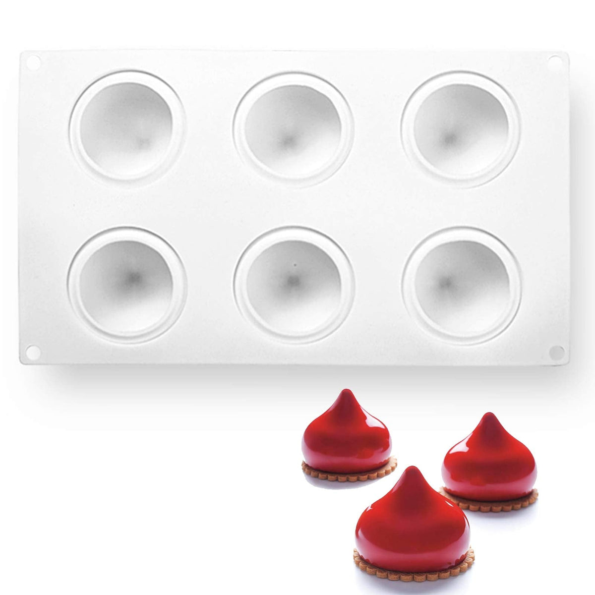 OCPO Kitchen Orange Silicone Mold for Baking Mousse Cake, 8 Cavities