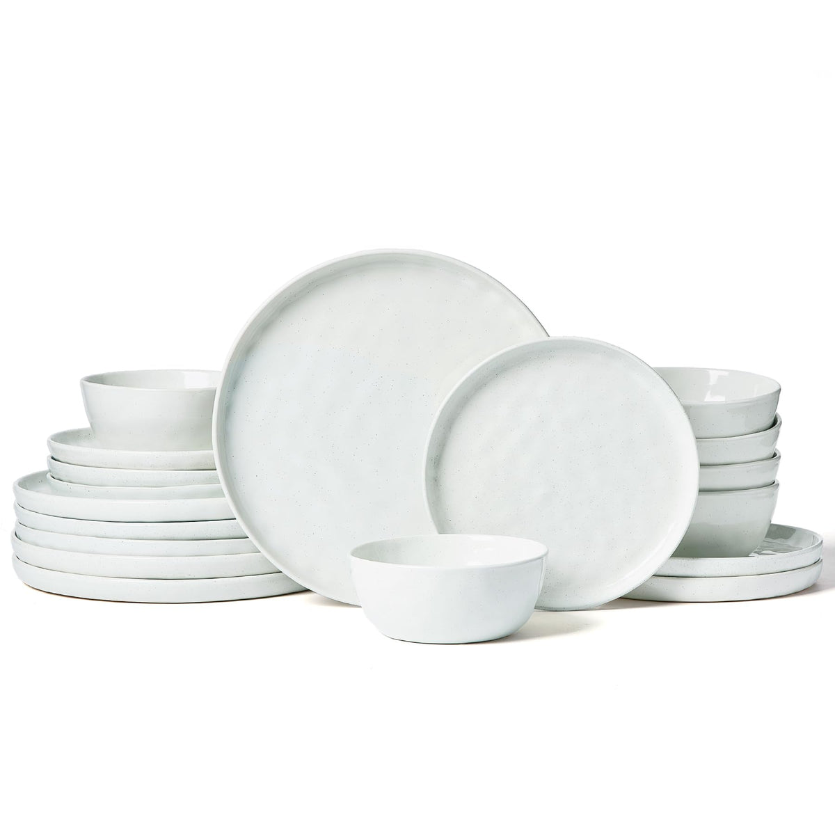 Famiware Mars Stoneware Dinnerware Set for 8, White