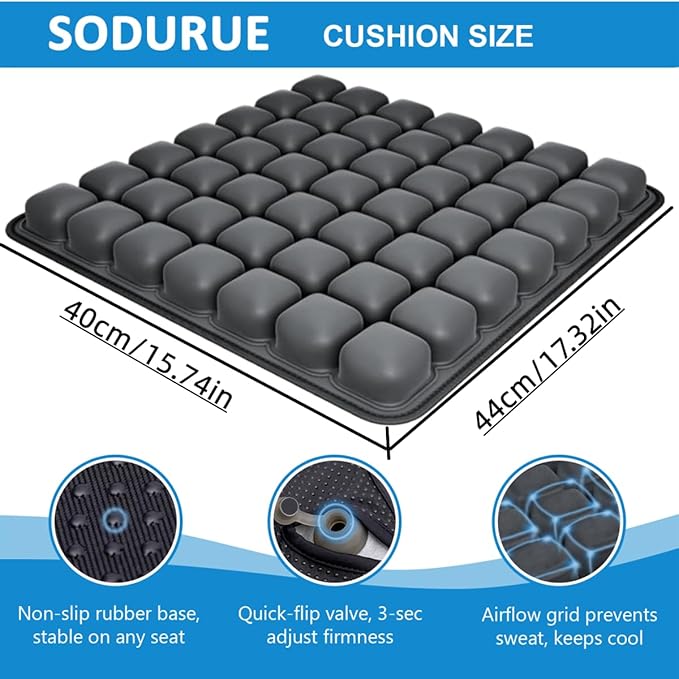 Sodurue Travel Cushion Airplane seat,Airplane seat Cushion for Long Flights,Press Type air Inflatable Wheelchair seat Cushion for Car,Office,Stadium,Ergonomic Comfort Support,Heavy Duty (49 Air Bag)