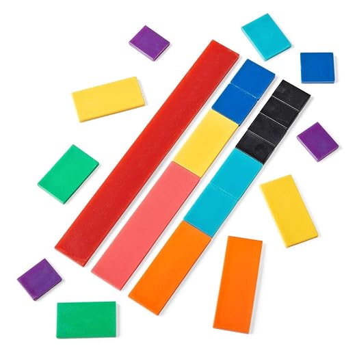 hand2mind Plastic Rainbow Blank Fraction Tiles, Montessori Math Materials for Kids to Learn Fraction Equivalence Math Manipulatives 4th Grade Fraction, Homeschool Supplies (Set of 51)