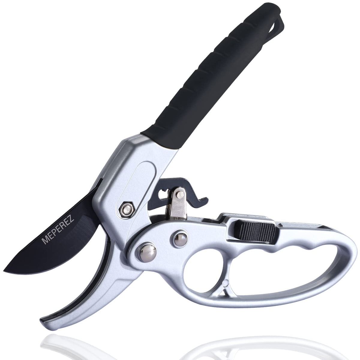 MEPEREZ Germany Pruning Shears For Gardening, Arthritis Weak Hand Snips, 4x cutting power trimming, 1-Inch Cut Capacity Garden Clippers, Ergonomic handle, Rust resistant, high strength steel, Sharp
