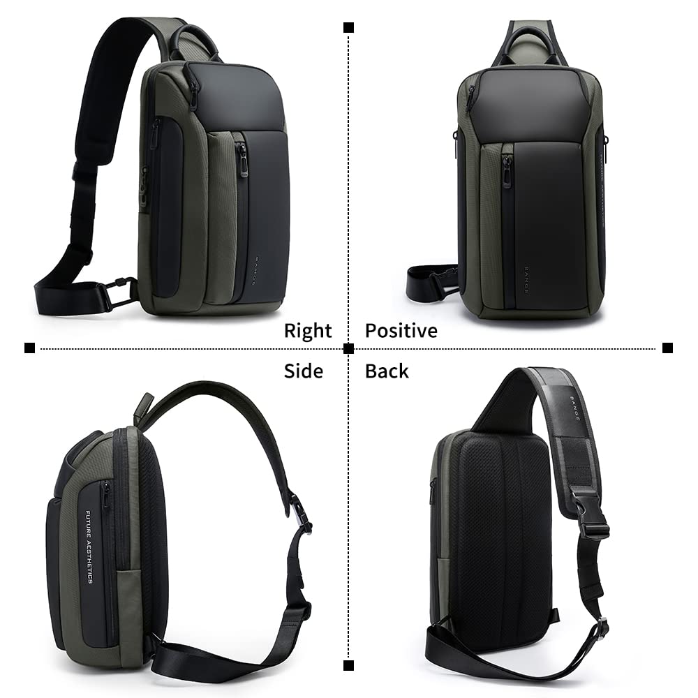 BANGE Men's Sling Bag, Waterproof Men's Chest Bag Shoulder bags Crossbody Sling Backpack for Men…