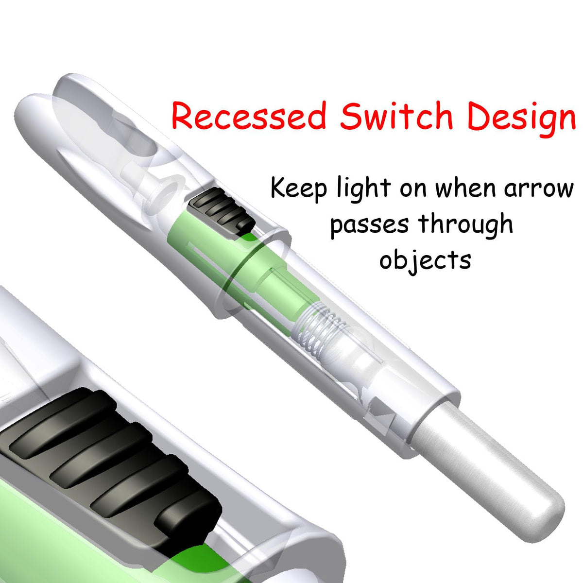 Linpeng 6PCS Lighted Nocks for Arrows with .165/ .204/ .233/ .244/ .246 Light Up Nocks with ON/Off Switch for Archery Hunting (Green, GT/.246")