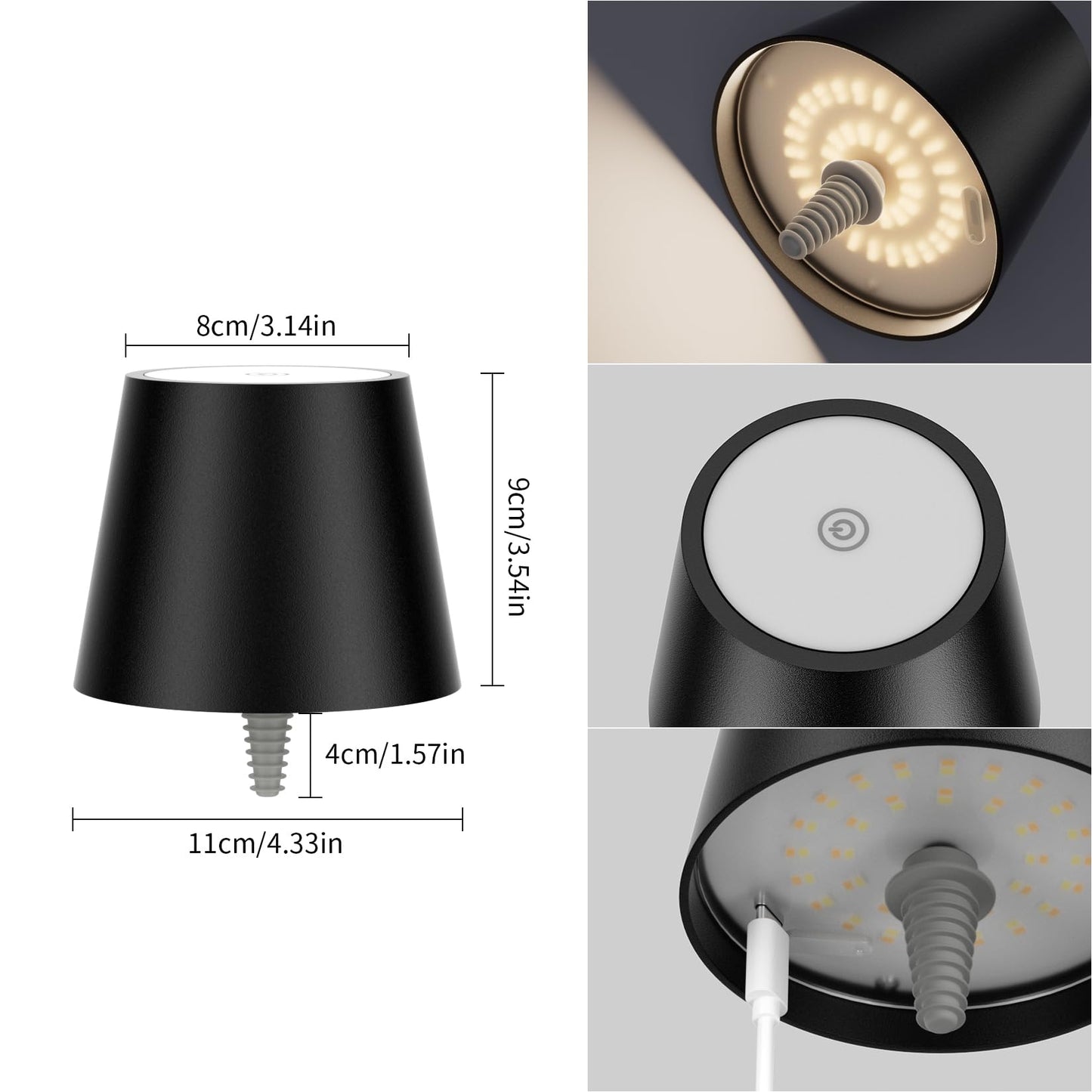 Coinmit Wireless Bottle Lamps, 2Pack Battery Portable Bottle Lamps, IP54 Waterproof 3000K Cordless Led Wine Bottle Light for Bars Outdoor Dining Bedroom Warm Light Black