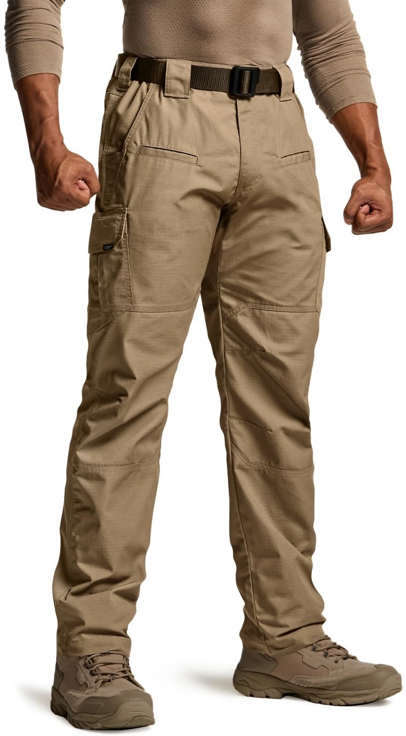 CQR Men's Tactical Pants, Water Resistant Ripstop Cargo Pants, Lightweight EDC Work Hiking Pants, Outdoor Apparel, Raider Cougar, 34W x 34L