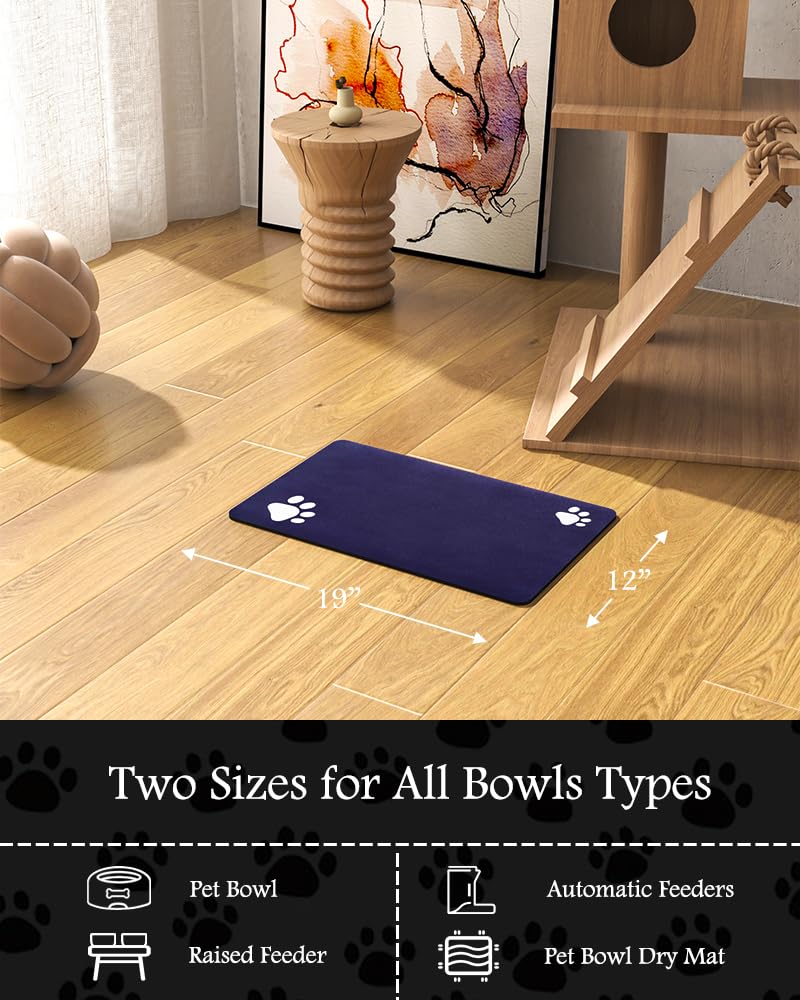 PADOOR Pet Feeding Mat-Absorbent Dog Mat for Food and Water Bowl-No Stains Quick Dry Water Dispenser Mat-Dog Accessories Pet Supplies-Bowl for Messy Drinkers（Darkgrey,17"x28"）