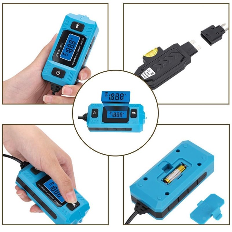Automotive Battery Drain Tester, Parasitic Drain Detection Tool with Voltage Display, Car Battery Leakage Checker, High-Precision Current Meter for Cars Trucks RV (1PC)