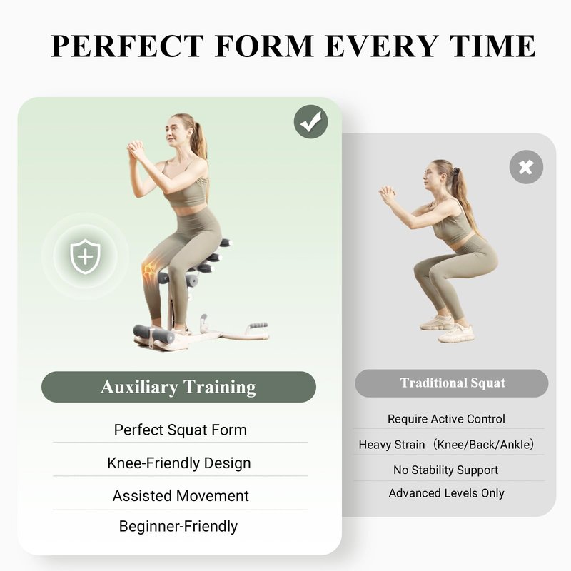 PAETA Squat Machine, Deep Squat Machine for Women, Glutes Workout Equipment with Adjustable Resistance Bands, Leg, Core & Ab Exercise Machine, Squat Assist Trainer for Home Gym, Gray