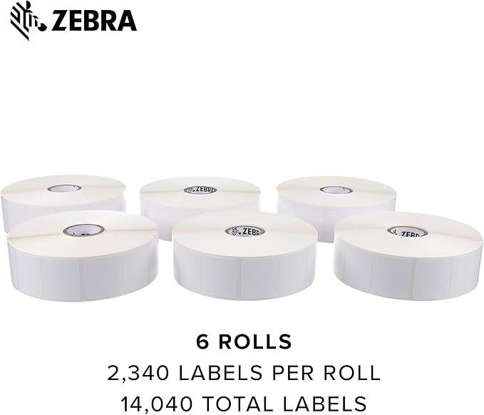 Zebra 1.25 x 1 in Direct Thermal Paper Labels Z-Perform 2000D Permanent Adhesive Shipping Labels 1 in Core 6 rolls 10031633SP