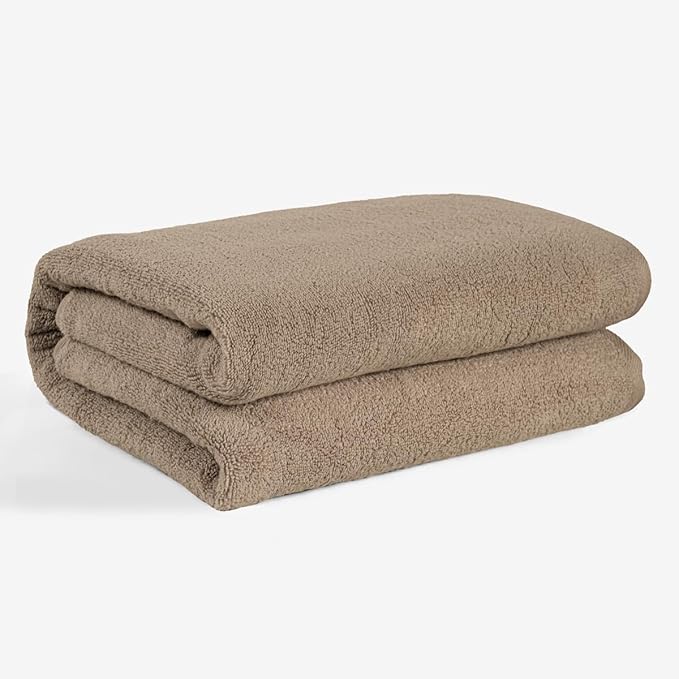 SALBAKOS 100% Turkish Cotton Jumbo Bath Sheet Towel Oversized 40x80 inch | Premium Hotel & Spa Quality, Soft, Absorbent, XL Bath Towels | Made in Turkey (Pack of 1, Taupe, Jumbo Bath Sheet)