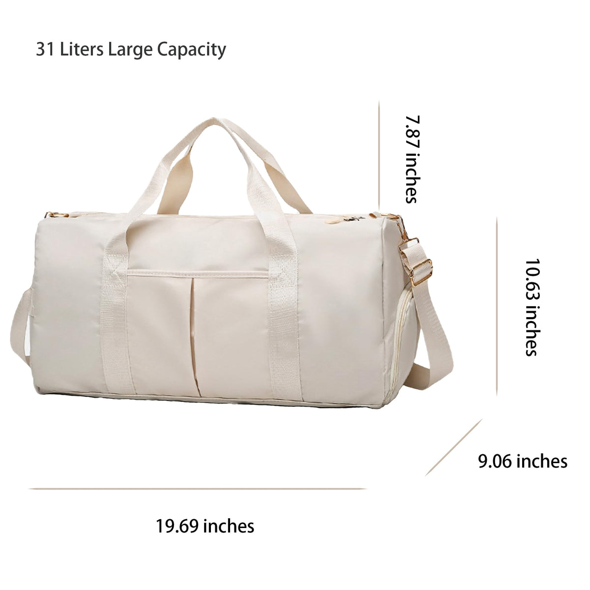 PATRECO Women Gym Bag with Separation for Wet and Dry, Shoe Storage, Waterproof Travel Duffle Bag for Gym, Swimming, Yoga, Sports (Beige)