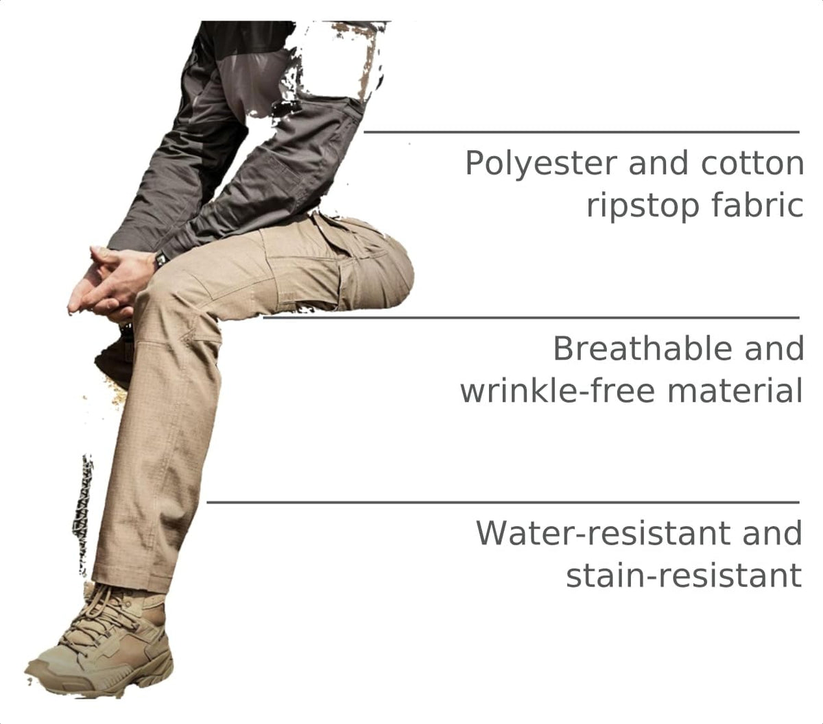 CQR Men's Tactical Pants, Water Resistant Ripstop Cargo Pants, Lightweight EDC Work Hiking Pants, Outdoor Apparel, Raider Mag Pocket Khaki, 32W x 30L