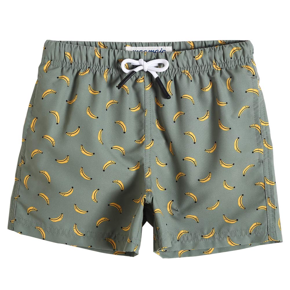 maamgic Boys Swim Trunks Toddler Swim Shorts Little Boys Bathing Suit Swimsuit Toddler Boy Swimwear,Banana-Matcha Green,14 T